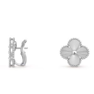 AUTHENTIC Van Cleef & Arpels VCA vintage Alhambra 18k WG white gold guilloche